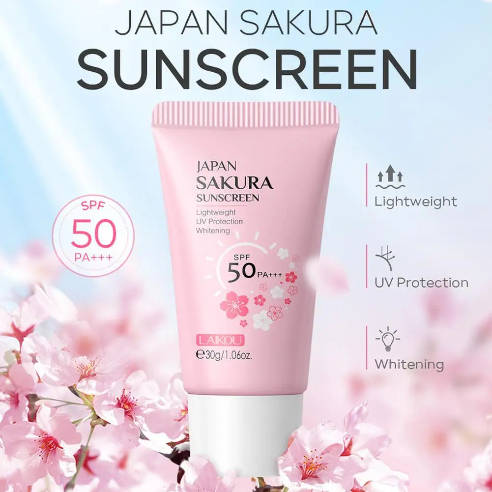 Crème solaire SPF50 Sakura pour le visage et le corps.