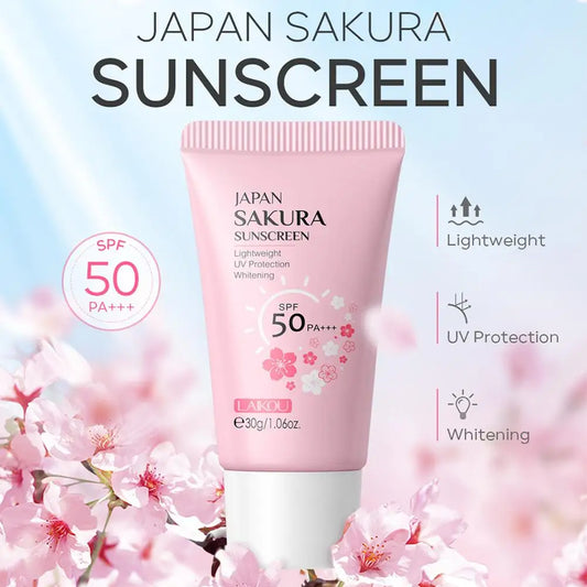 Crème solaire SPF50 Sakura pour le visage et le corps.